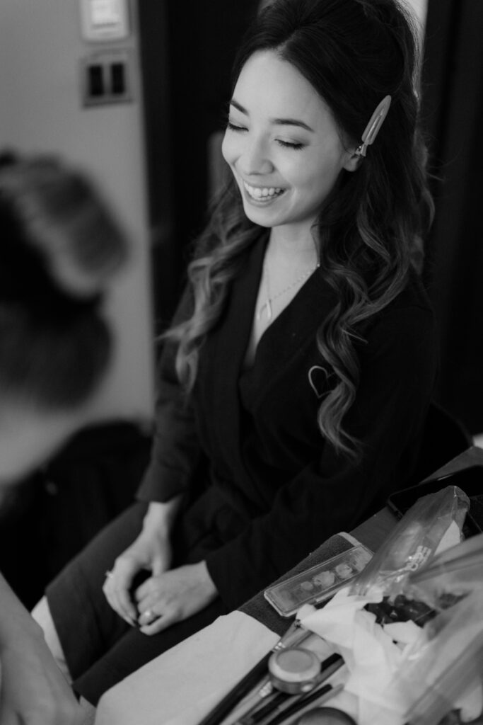 Bride preparing at The Drake Hotel.