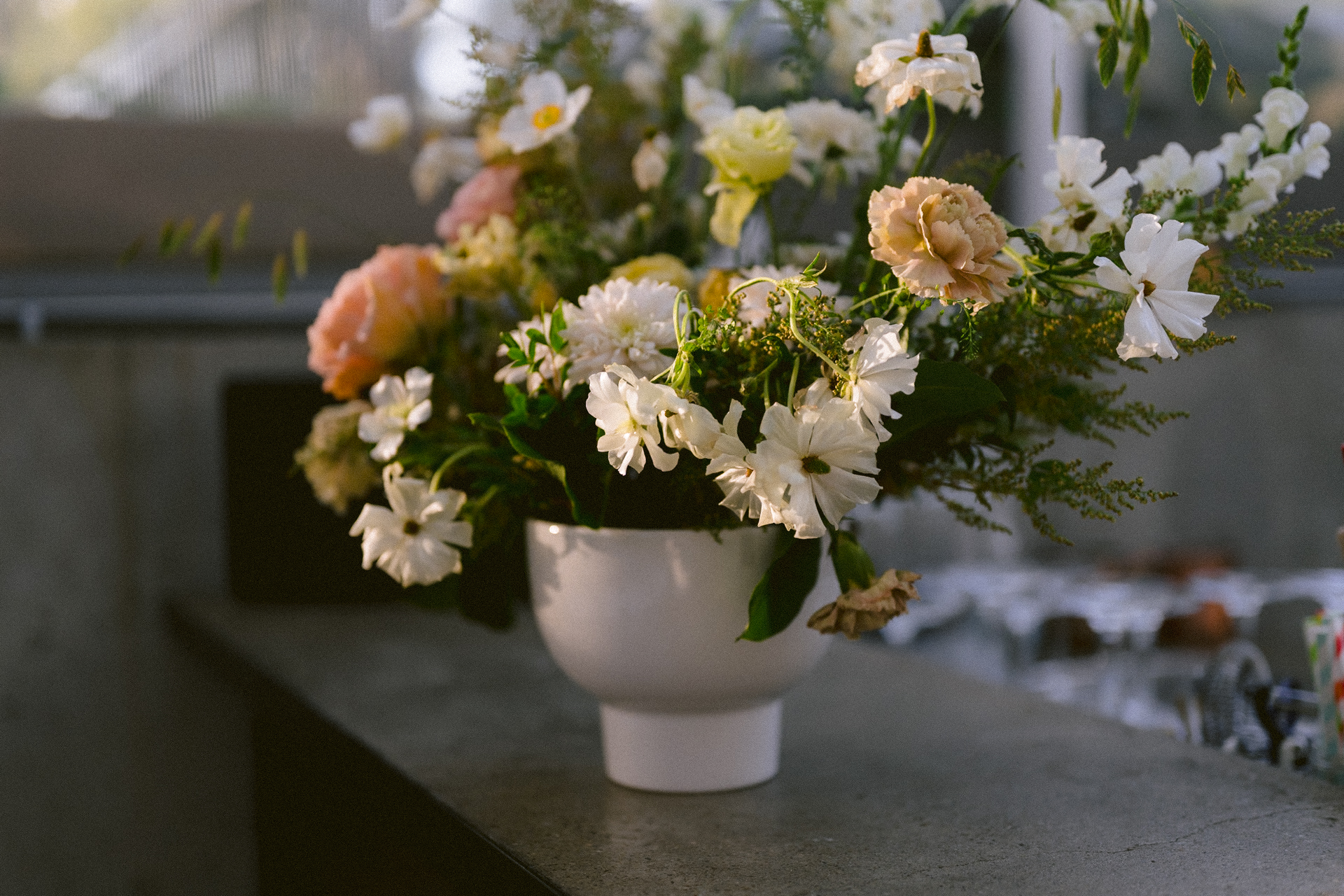 Close-up of wedding bouquet.