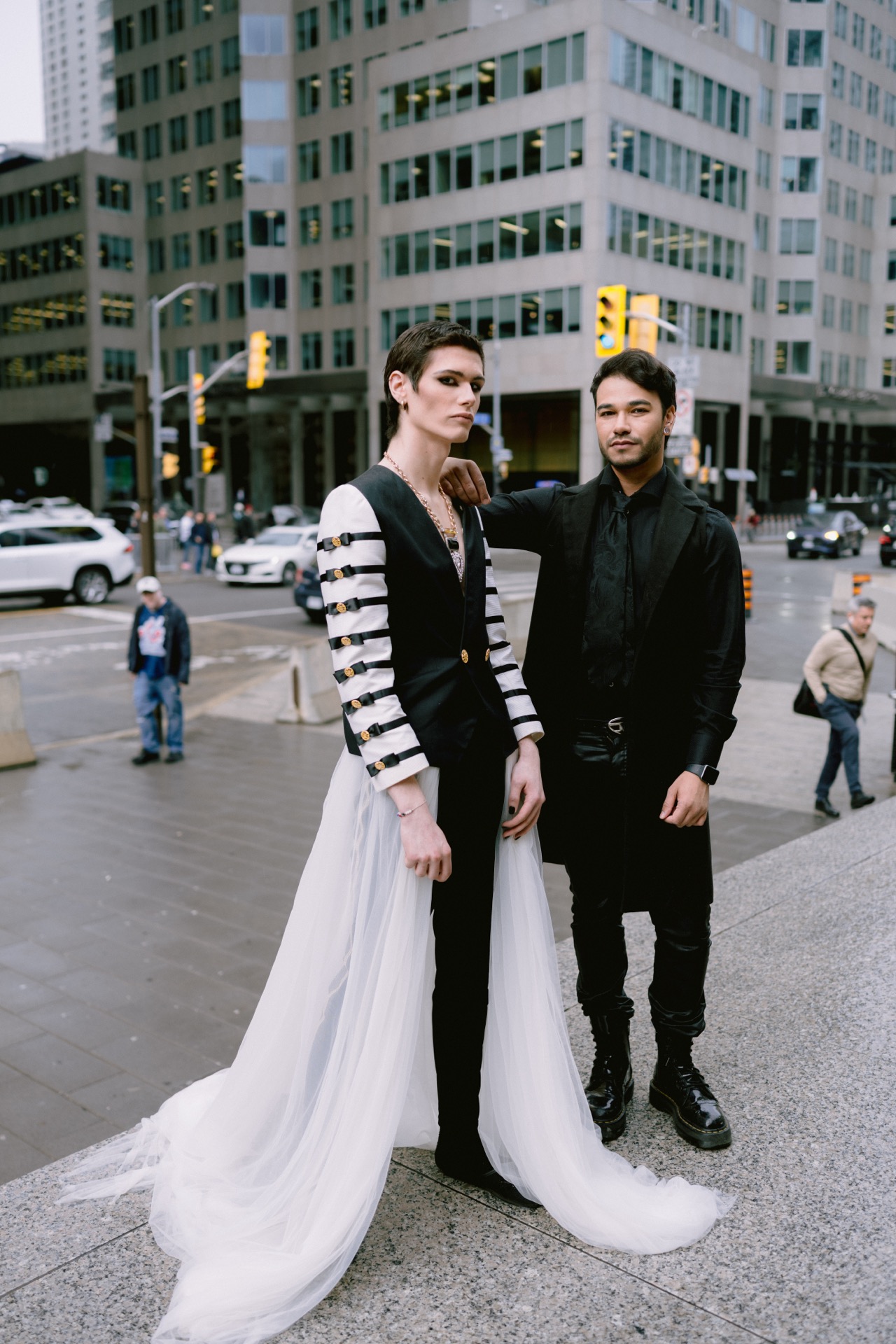 Gay couple embracing in Union Station
