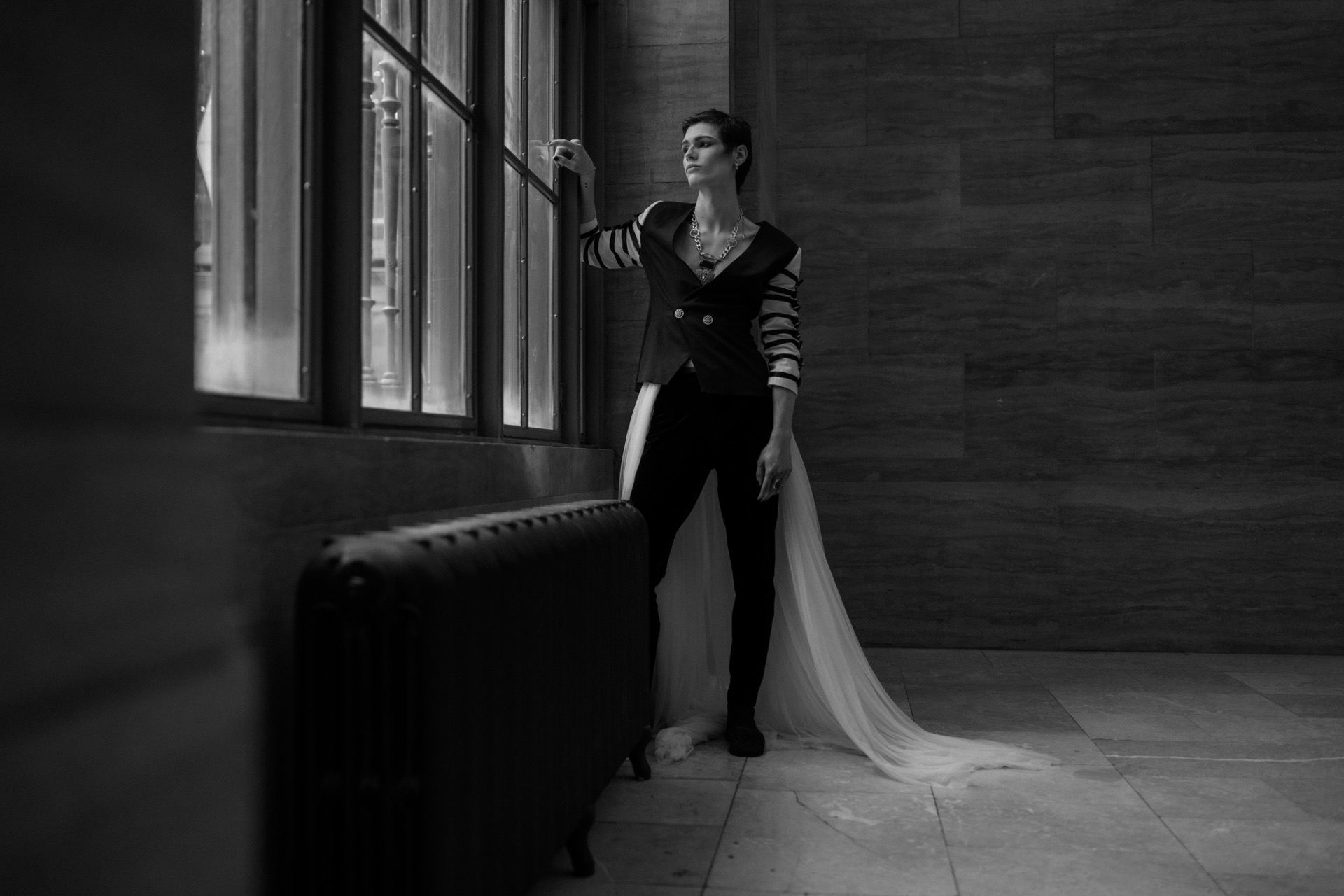 Gay couple looking at Toronto skyline.