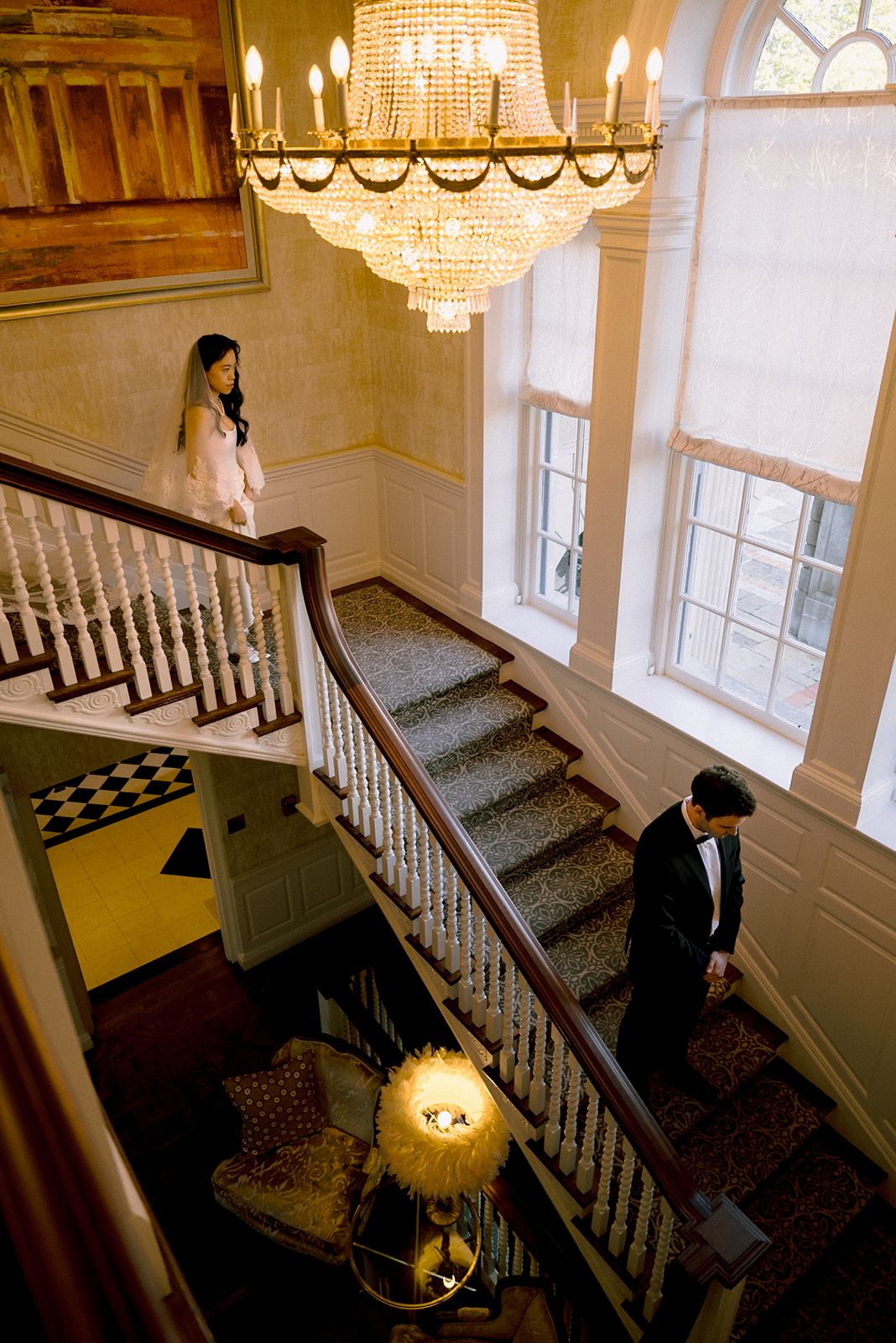 Bride and groom first look at their Graydon Hall Manor wedding
