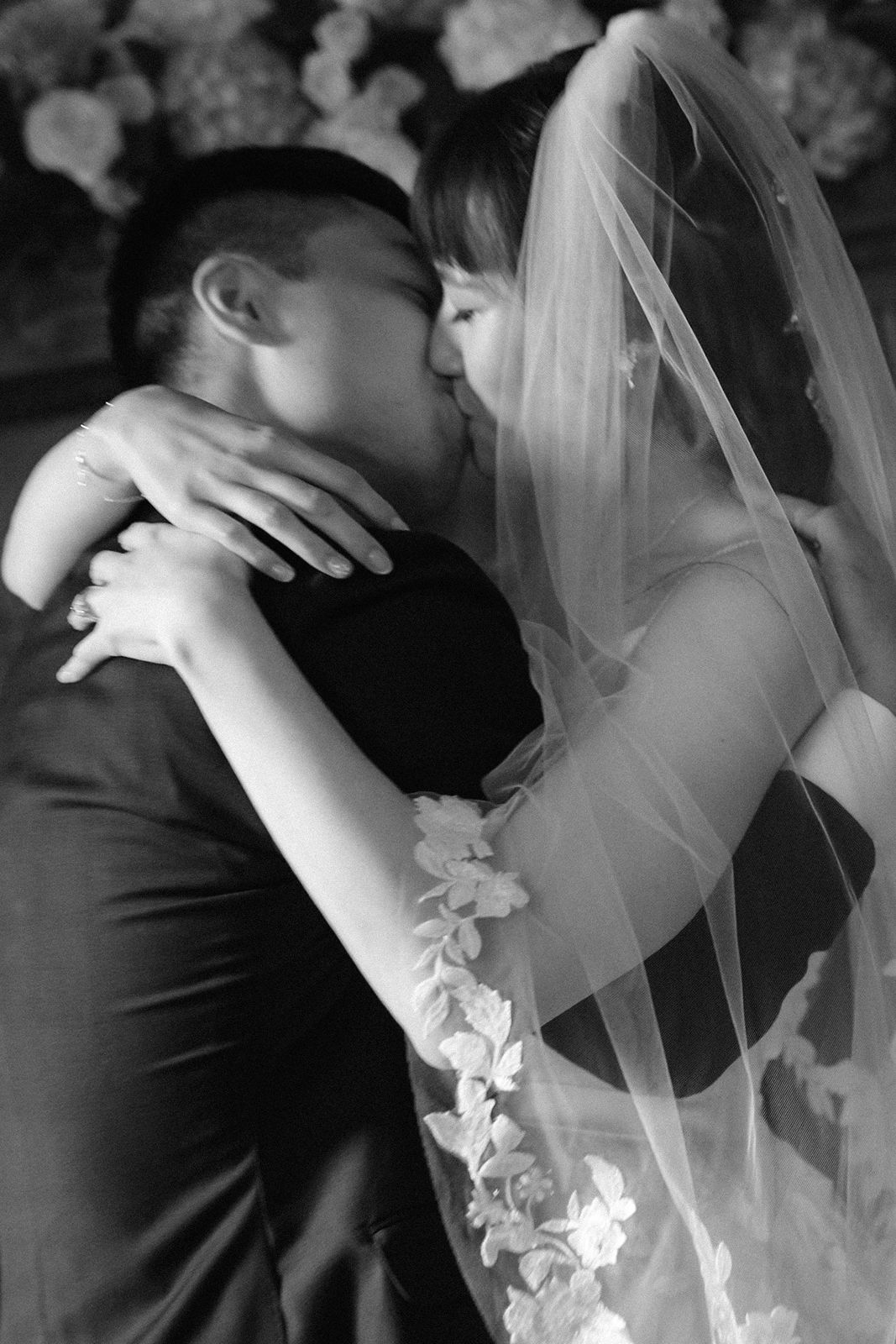 Bride and groom kissed each other after announced as husband and wife