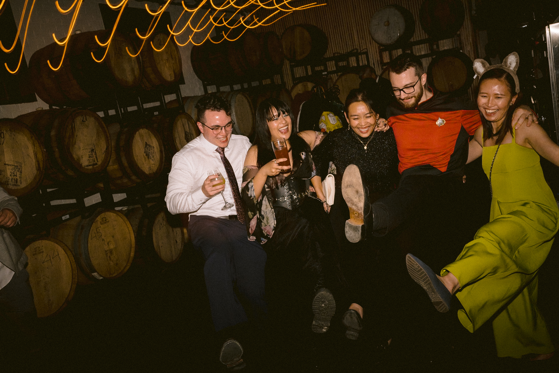 Guests danced happily at a micro-wedding at Bandit Brewery.