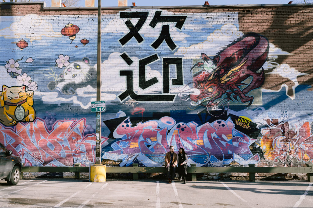 A huge Chinese artistic murals in Toronto's Gerrard street.