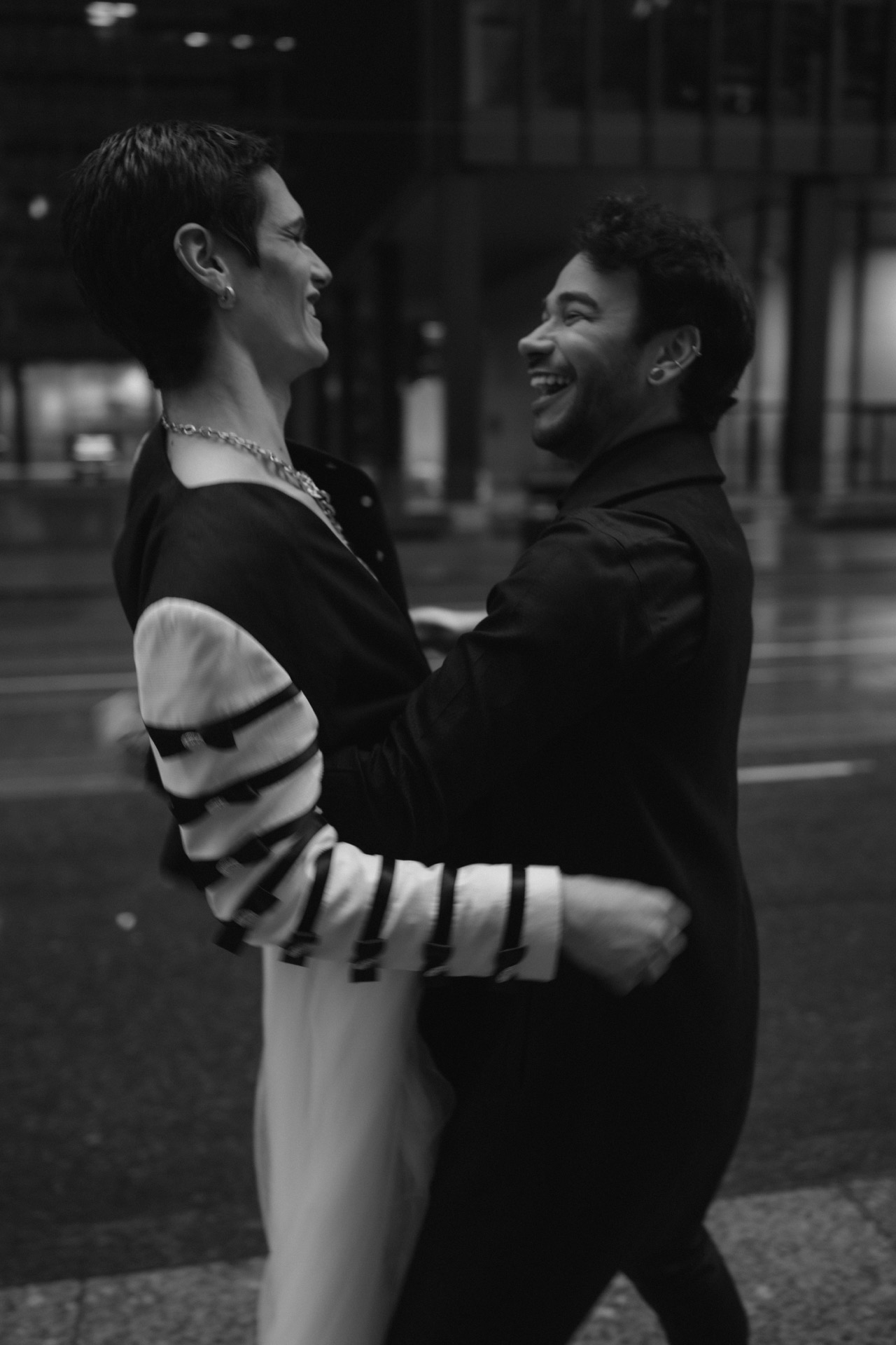 Gay couple's rainy day photoshoot.
