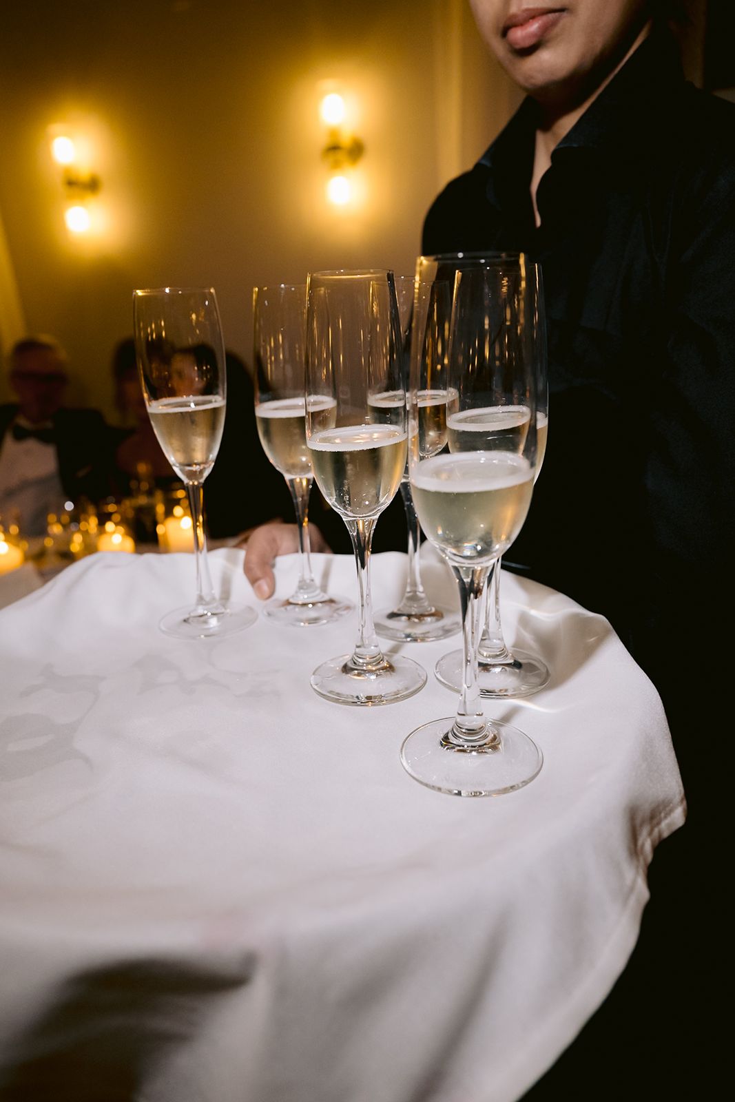 Champagne served at a wedding