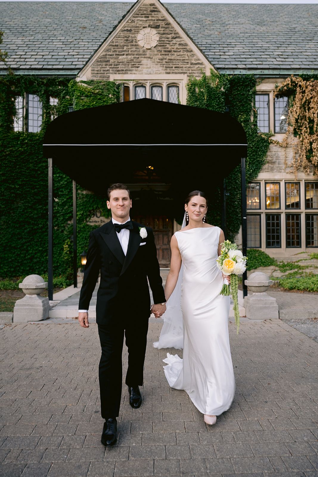 Groom and bride sunset portrait for their Estates of Sunnybrook wedding