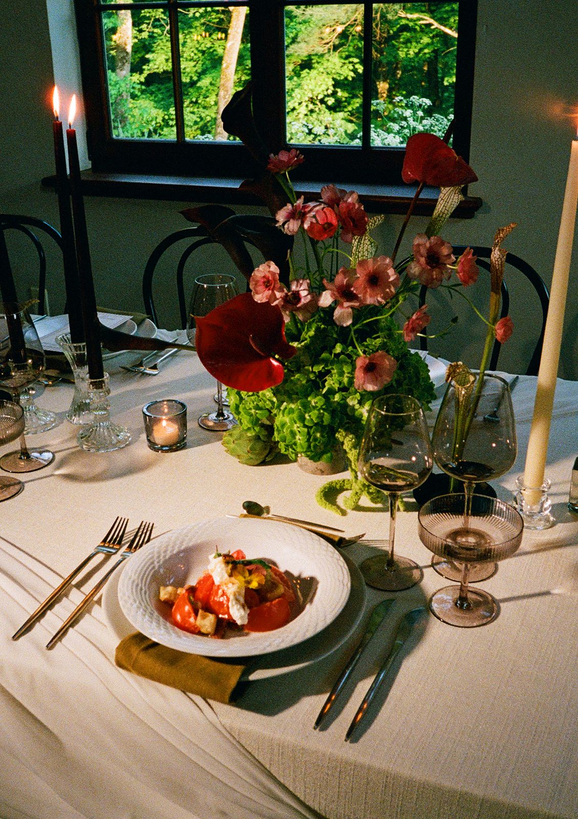 Food served at wedding at Chateau Ste Agnes, Quebec