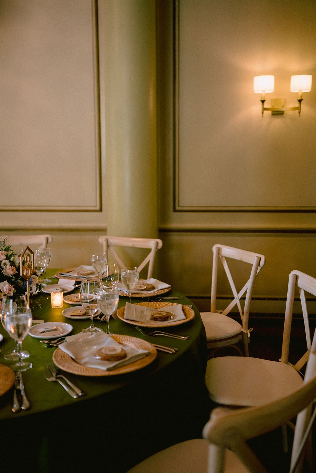 Historic wooden chairs and grand architecture at a Toronto reception.