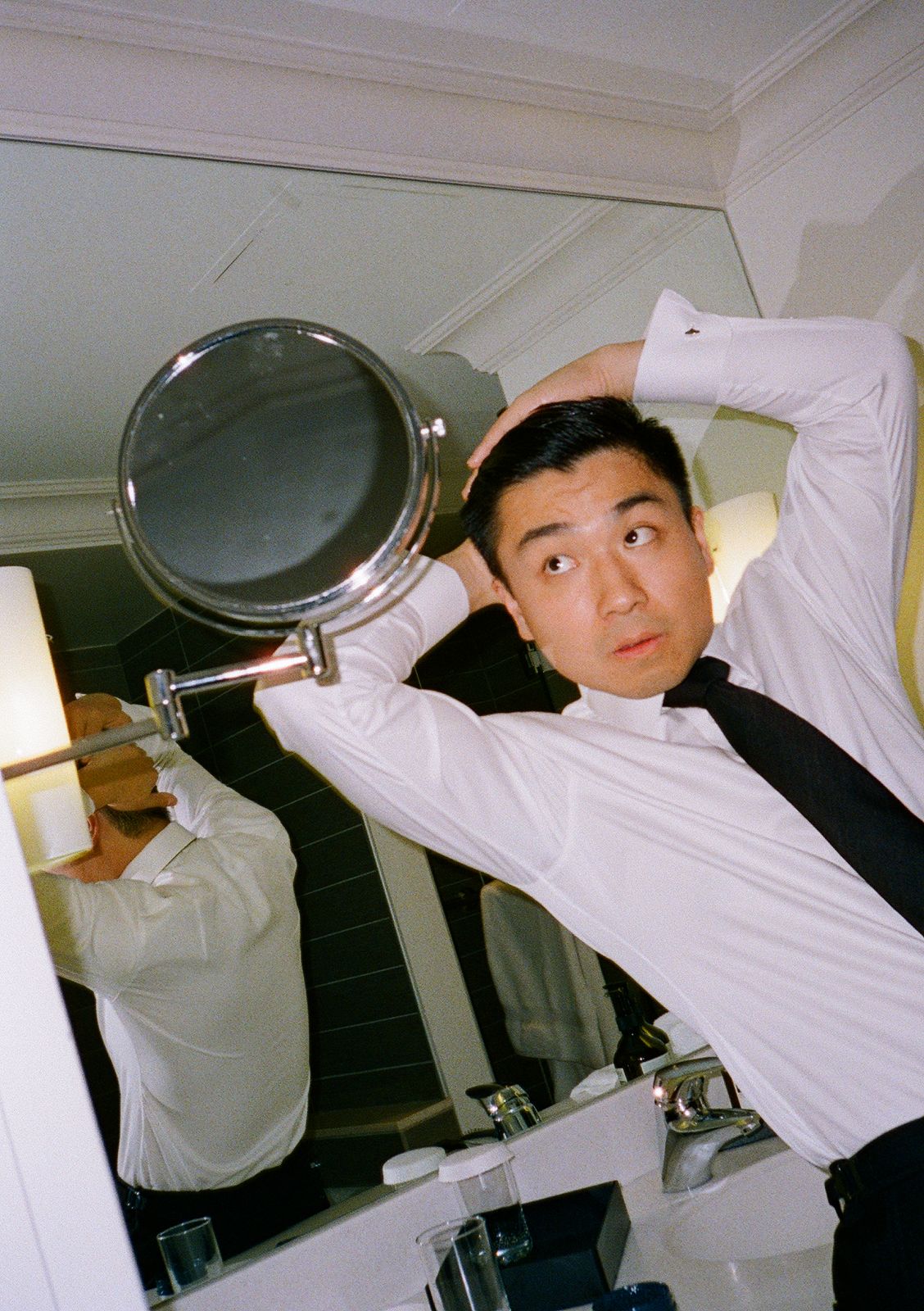 Groom getting ready at University Club of Toronto